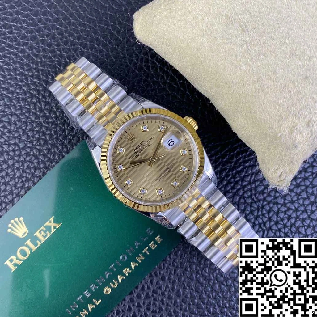 Two M126233 Diamond Rolex Datejust Tone Factory Motif Hourmarker Dial VS 36MM Silver 0920